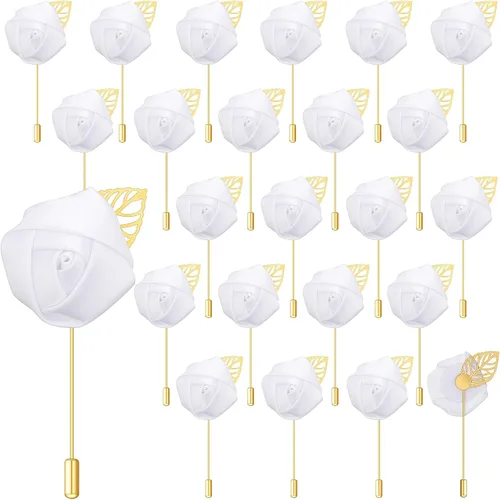 Vista 10 de Zeyune 24 piezas de bolsillo para ojales de boda Boutonniere Rose Boutonniere para hombres, bodas y fiestas de graduación (azul)