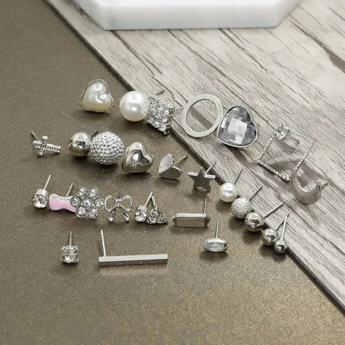Vista 4 de Jstyle - Juego de 32 pares de aretes de aro varios colores para mujeres y niñas