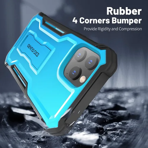 Vista 5 de ExoGuard Funda para iPhone 12, compatible con iPhone 12 Pro, funda de goma a prueba de golpes de cuerpo completo, protector de pantalla integrado