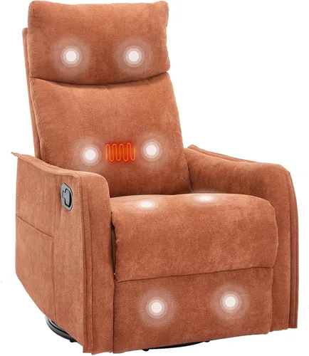 Vista 26 de PELUMY Silla Reclinable Mecedora Giratoria 360 para Adultos, Silla Mecedora de Guardería con Calor y Masaje, Silla Reclinable Deslizante para Beige