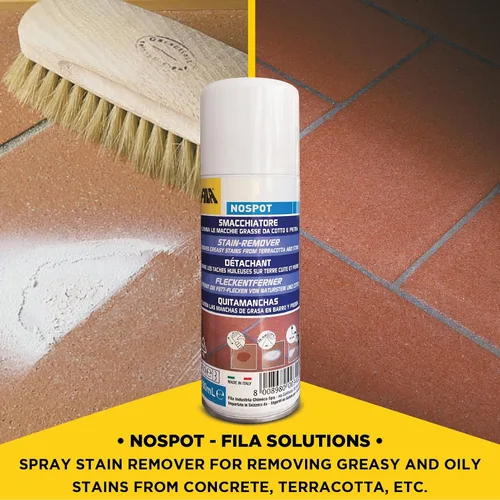 Vista 2 de FILA Surface Care solutions, NOSPOT, espray quitamanchas para hormigón, Klinker y piedra natural, elimina las manchas de grasa y aceite