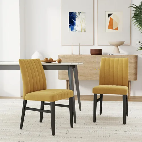 Vista 13 de Roundhill Furniture Wendell - Juego de 2 sillas de comedor tapizadas contemporáneas, color azul