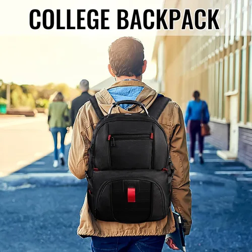 Vista 6 de YOREPEK Mochila de viaje, mochilas para laptop de 15.6 pulgadas para hombres y mujeres, mochila universitaria resistente al agua, bolsa de trabajo