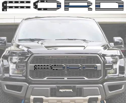 Vista 10 de Superposiciones de letras de rejilla frontal, compatibles con Raptor 2015-2020