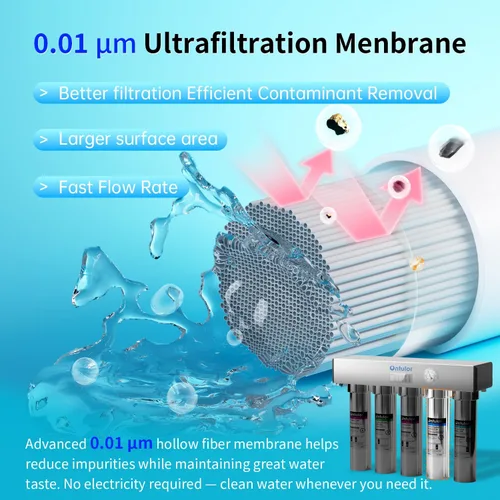 Vista 3 de Ontulor S2OP-U1 Sistema de filtro de agua para debajo del fregadero, sistema de filtración sin tanque de acero inoxidable de 0.01 micrones