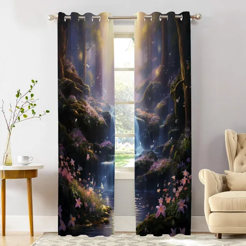 Vista 53 de Shrahala Cortinas republicanas de elefante americano para ventanas de cocina, paneles de cortina de ventana de poliéster multicapa con rayas rojas