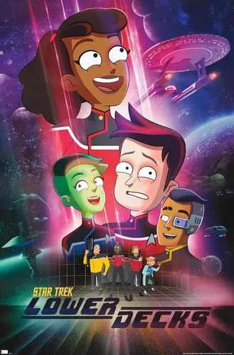 Vista 12 de Star Trek: Lower Decks - Póster de pared de arte clave, 22.4 pulgadas de largo x 14.7 pulgadas de ancho, versión enmarcada de madera de granero