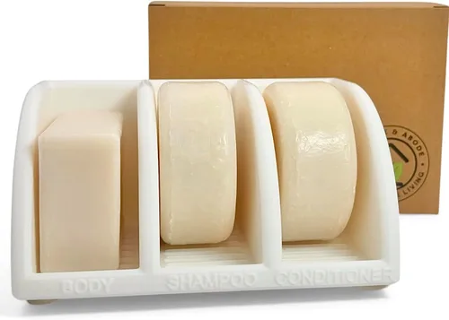 Vista 11 de Essence & Abode Sustainable Living Soporte para Champú Sólido – Jabonera Multibarra con Drenaje – Barra de Jabón, Barra de Champú y Barra