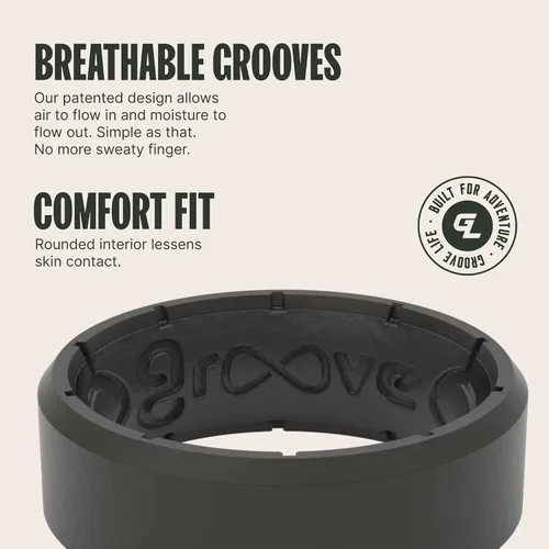 Vista 3 de Groove Life Edge Silicone Ring - Breathable Rubber Wedding Rings for Men, Lifetime Coverage, Unique Design, Comfort Fit Ring