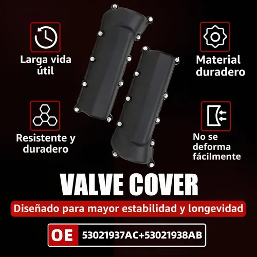 Vista 4 de Juego de tapa de válvula de motor izquierdo y derecho MITZONE con juntas y pernos compatible con 2002-2012 Dodge Dakota Durango Nitro RAM 1500 Jeep