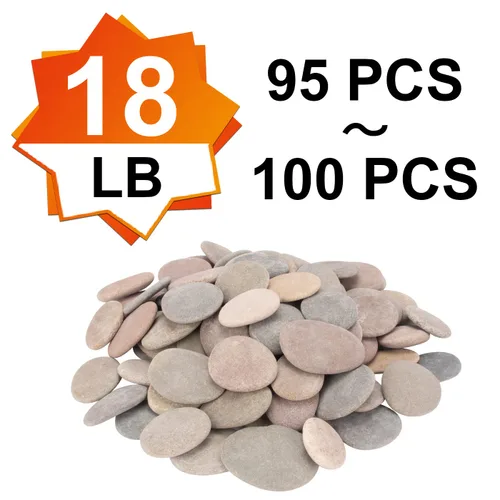 Vista 2 de Aproximadamente 100 piezas de rocas para pintar, 2.2"-3.5", planas, suaves - de río, para manualidades, piedras de bricolaje DIY, 18 libras