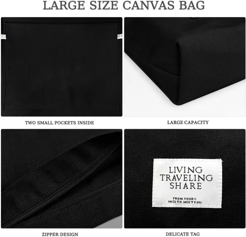 Vista 16 de Bolsa de lona con diseño de bolsillo externo, aspecto elegante, correa de hombro ajustable