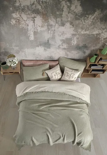 Vista 47 de Manta de gasa de algodón puro suave de 4 capas de 50 x 60 pulgadas, prelavada, sin flecos, manta de muselina ligera para uso multiusos y regalo Azul