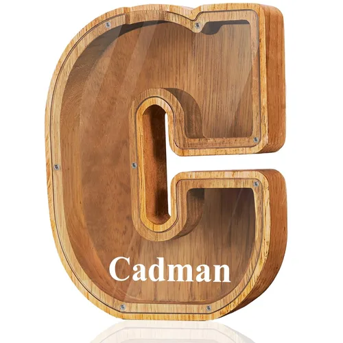Vista 43 de Alcancía de madera grande personalizada con letras – Alcancía de letras para niños y niñas, regalo de cumpleaños (A)