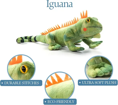 Vista 3 de The Petting Zoo Iguana - Peluche de peluche, regalos para niños, animales reptiles salvajes Onez, juguete de peluche de iguana de 18 pulgadas