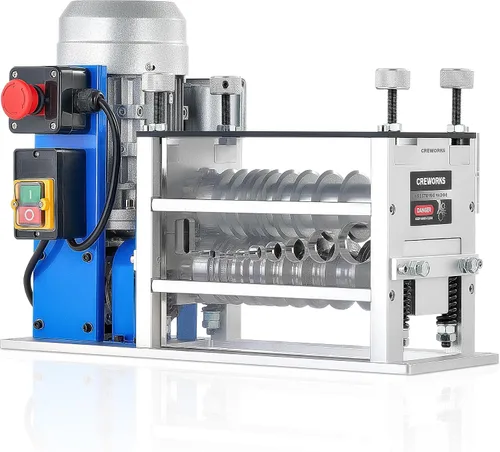Vista 9 de CREWORKS Máquina peladora automática de cables con motor de 180 W, máquina peladora de cables eléctricos de 5 cuchillas para alambre de chatarra