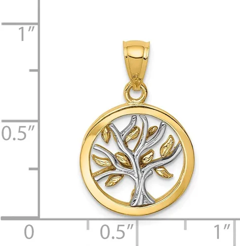 Vista 2 de Colgante de oro blanco y amarillo de 14 quilates con dos tonos de árbol de la vida
