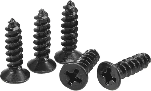 Vista 19 de uxcell Tornillos de madera M3 x 0.472 in Tornillos de cabeza plana Phillips de acero al carbono Autoperforantes Negro 200pcs