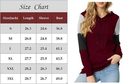 Vista 6 de CATHY Sudadera casual con cordón para mujer manga larga bloque de color sudadera con capucha y bolsillo