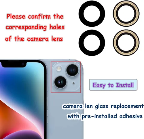 Vista 4 de 14/14 Plus - Lente de cámara trasera trasera de repuesto para iPhone 14/iPhone 14 Plus Kit de herramientas de repuesto y reparación de vidrio