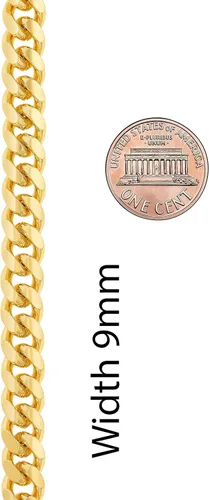 Vista 5 de LIFETIME JEWELRY Collar de cadena de eslabones cubanos Miami Curb de 0.354in, chapado en oro de 24 quilates, Chapado en oro, No es una piedra