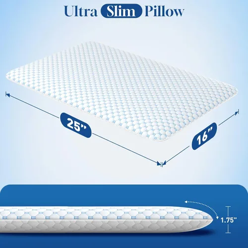 Vista 6 de CloudBliss - Almohadas finas de espuma viscoelástica, diseño reversible, 2.75 pulgadas, estándar