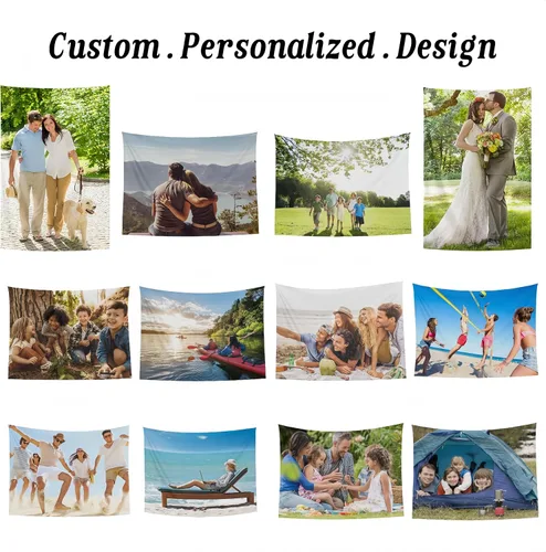 Vista 3 de CHENGYANG Pancartas y letreros personalizados para cargar imágenes de tapiz personalizado, tapiz personalizable para dormitorio, vertical de 27.6 x