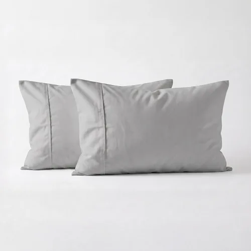 Vista 12 de Juego de 2 fundas de almohada tamaño King, fundas de almohada de una sola capa egipcias de fibra larga 100% algodón, tejido satinado de lujo, fundas