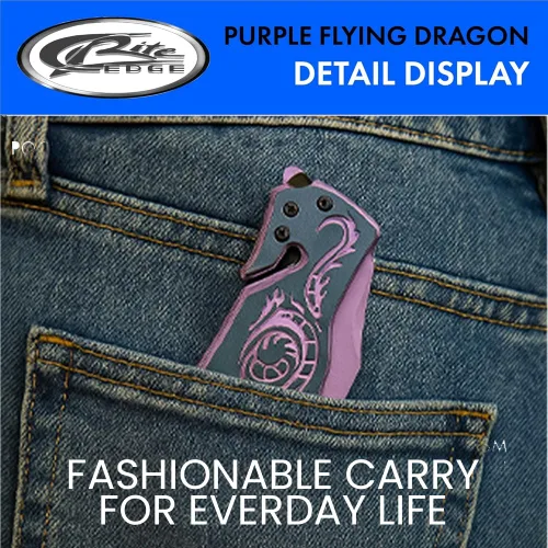 Vista 5 de SZCO 7.75" Cuchillo plegable de utilidad de rescate con apertura asistida Flying Dragon (Morado)