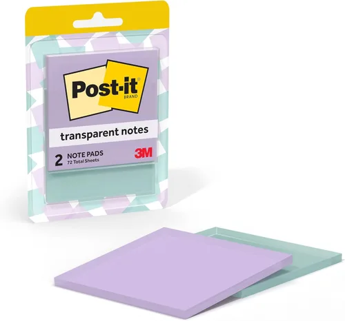 Vista 13 de Post-it Notas transparentes, 2.8 pulgadas x 2.8 pulgadas, notas adhesivas transparentes, suministros de regreso a la escuela, productos de oficina