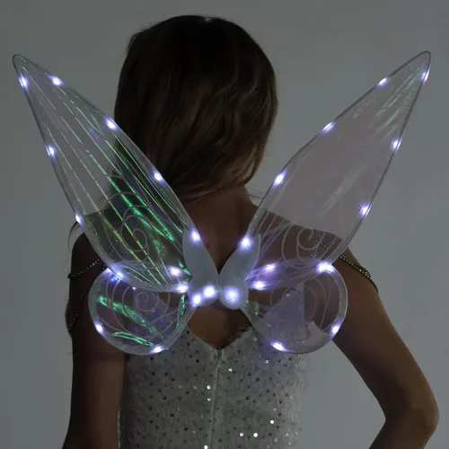 Vista 2 de Alas de hadas para disfrazarse de alas transparentes brillantes de mariposa disfraz de Halloween alas de ángel para niños y niñas y mujeres
