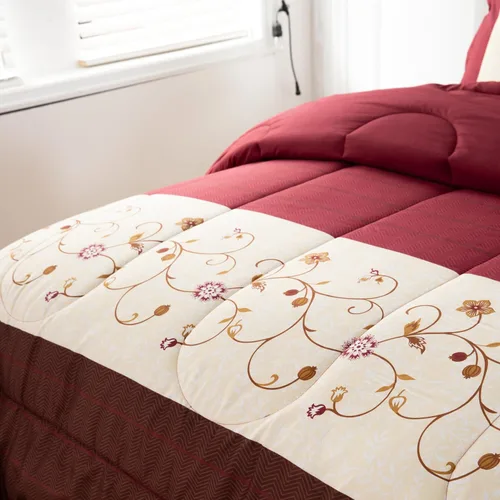 Vista 4 de Marina Decoration Juego de edredón de 3 piezas para decoración del hogar, ultra suave, esponjoso, relleno alternativo, estampado floral