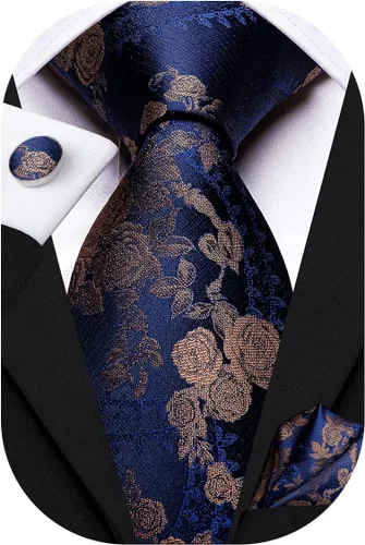 Vista 251 de Hi-Tie Corbatas de seda para hombre, diseño de cachemira a rayas, con bolsillo, gemelos cuadrados, conjunto formal de negocios