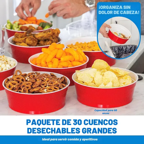 Vista 2 de GoBig Red Party Cup Bowls - Large Disposable Plastic Bowls - 22 oz or 60 oz