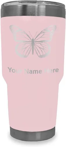 Vista 22 de LaserGram Vaso aislado al vacío de 20 onzas, mariposa monarca, grabado personalizado incluido (negro)
