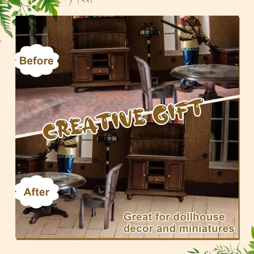 Vista 6 de Sintuff 200 piezas de suelos de casa de muñecas en miniatura, mini tablas de madera para casa de muñecas a escala 1 12, accesorios geométricos
