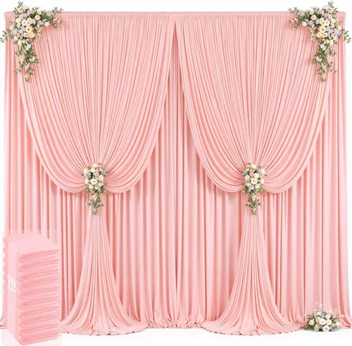 Vista 49 de 20 pies x 12 pies Cortinas de Telón de Fondo Azul Bebé Sin Arrugas para Bodas y Fiestas, Telón de Fondo de Tela Azul, Cortinas para Bodas