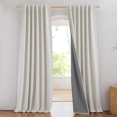 Vista 88 de NICETOWN Cortinas 100% opacas de 63 pulgadas de largo, 2 paneles de cortinas cortas con aislamiento térmico con forro para dormitorio, cortinas