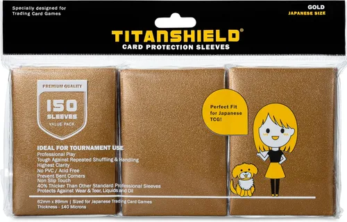 Vista 14 de TitanShield (150 mangas) tamaño pequeño japonés, fundas para tarjetas de comercio para Yu-Gi-Oh, Pelea de cartas Vanguard & More