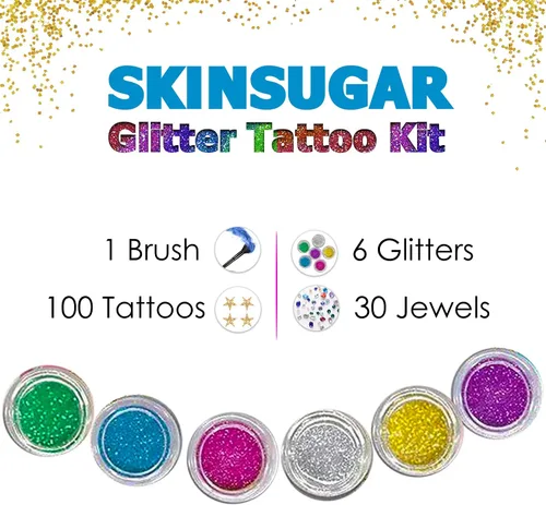 Vista 2 de Tatuajes temporales Savvi Skin Sugar Glitter Tattoo Kit