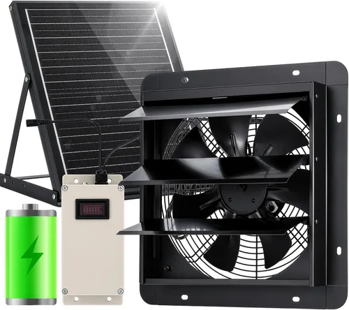 Vista 11 de GROWNEER Ventilador de Escape con Energía Solar, Panel Solar de 30W+Ventiladores Solares de Alta Velocidad de 12 pulgadas con Adaptador