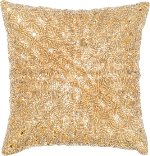 Vista 16 de Lightnpro - Funda de almohada hecha a mano con cuentas doradas, 12 x 12 pulgadas, elegante funda de cojín decorativo de acento para sofá, sillón