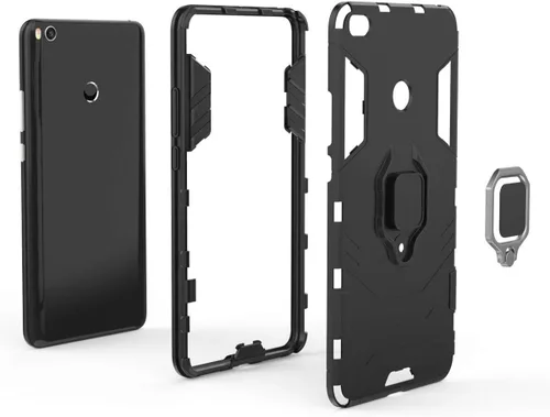 Vista 6 de LuluMain Compatible con funda Xiaomi Mi Max 2, soporte de anillo de metal a prueba de golpes (funciona con soporte magnético para automóvil)