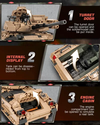 Vista 5 de dOvOb Juego de Construcción de Tanque Militar M2 Bradley (1350 PIEZAS), Juguete de Construcción de Vehículo de Combate de Infantería del Ejército