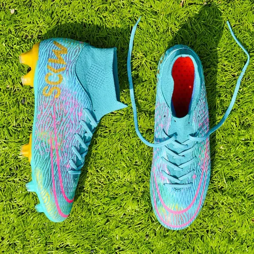 Vista 5 de ANYWELL Mens Athletic Soccer Shoes Professional High-Top Football Shoes Outdoor Indoor TFAG Boys Cleats Football Sneaker