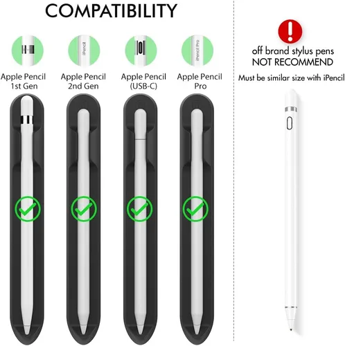 Vista 2 de AHASTYLE Soporte extraíble para iPencil [accesorio magnético] Fuerte adhesivo adhesivo de silicona para Apple Pencil de 1ª y 2ª generación (negro)