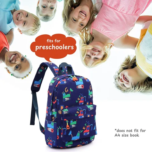 Vista 8 de Zicac Mochila para niños y niñas de 12 pulgadas, mini mochila para niños para la escuela y viajes, mochila preescolar para jardín de infantes, Azul