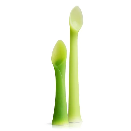 Vista 12 de Olababy Juego de 2 piezas de alimentación avanzada para bebé, incluye cuchara de entrenamiento y cuenco de vapor Kiwi / Lima