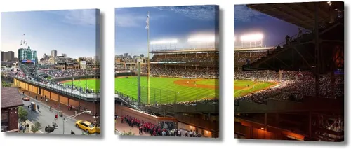 Vista 63 de TUMOVO Arte de pared en lienzo para estadio deportivo, arte de pared de campo Wrigley en Chicago, pinturas de Chicago, impresiones sobre lienzo