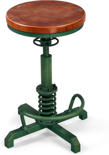 Vista 4 de LOKKHAN American Antique Steampunk Taburete de bar de 24.41 a 28.35 pulgadas, vintage, industrial, ajustable, giratorio, sin espalda, para comedor